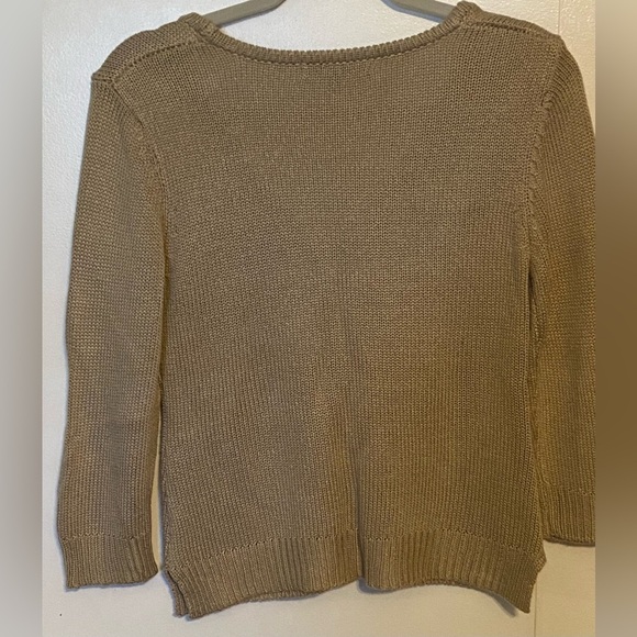 NY Collection Beige Button up Cardigan V-Neck Sweater, Small - Picture 2 of 8